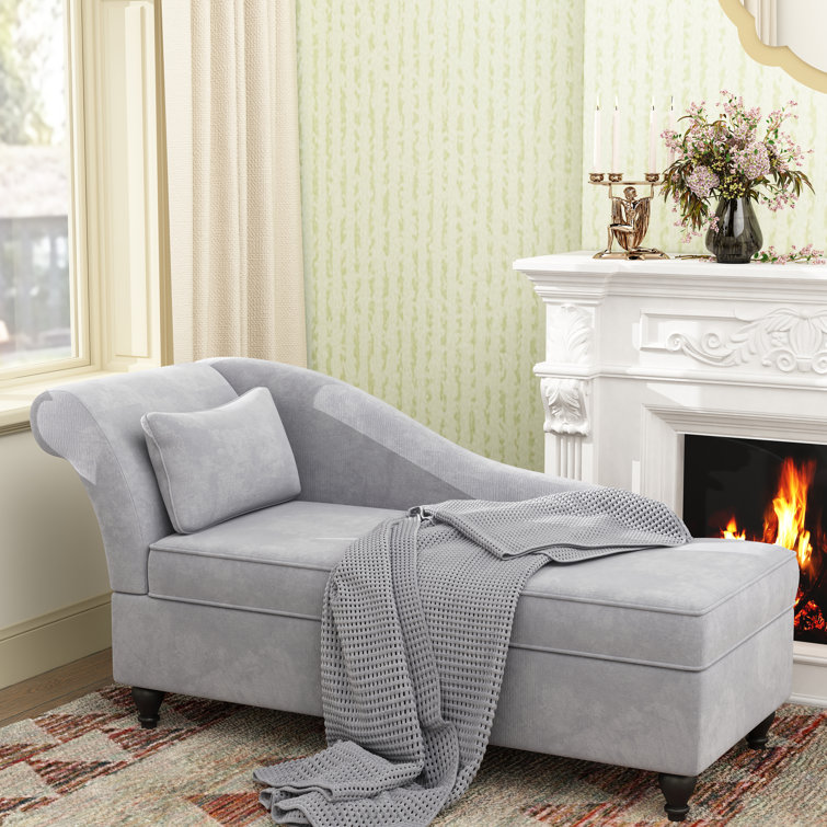 Grey chaise lounge online with storage